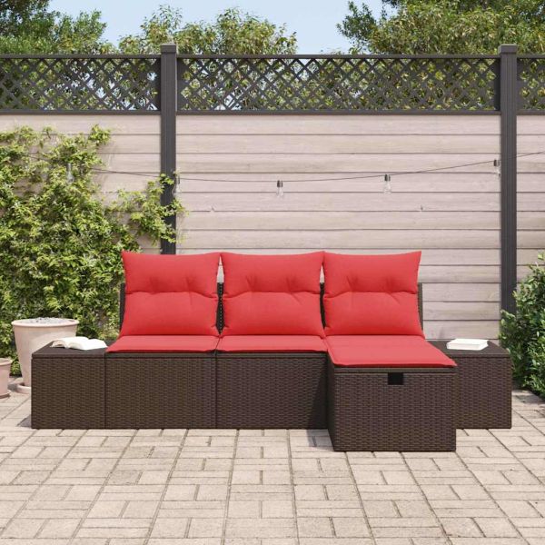 Градински Софа Комплект с възглавница 4 pcs полиратан