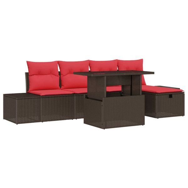 Градински Софа Комплект с възглавница 6 pcs полиратан