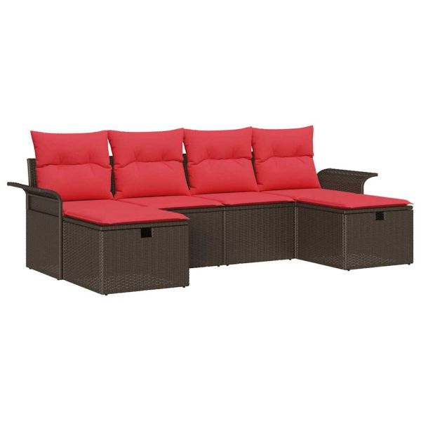 Градински Софа Комплект с възглавница 6 pcs Полиратан