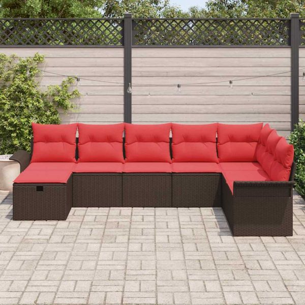 Градински Софа Комплект с възглавница 8 pcs Полиратан