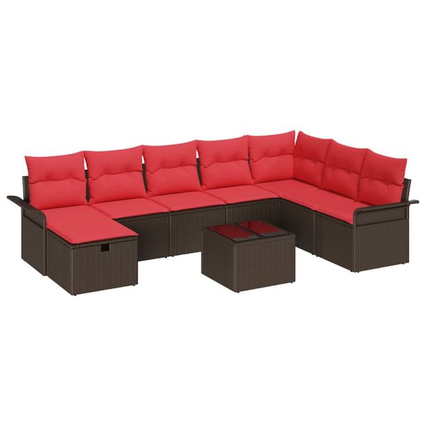 Градински Софа Комплект с възглавница 9 pcs Полиратан