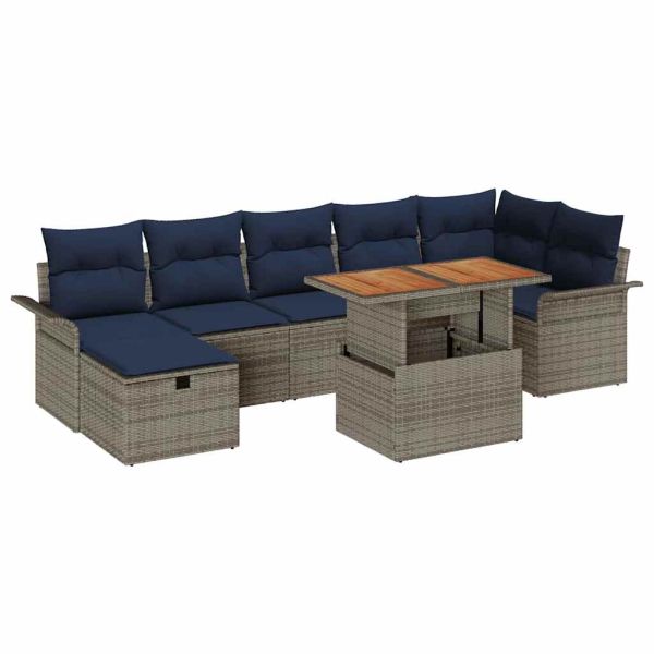 Градински Софа Комплект 8 pcs Сив полиратан