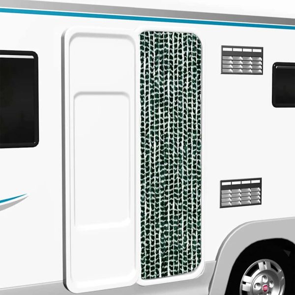 Ресни за врата против мухи, зелено и бяло, 56x200 см, шенил