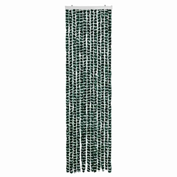 Ресни за врата против мухи, зелено и бяло, 56x200 см, шенил