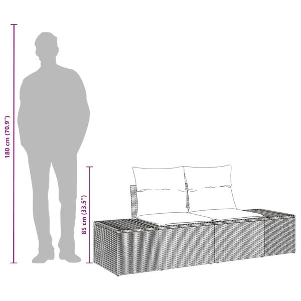 Градински диван с възглавница 184 x 62 x 69 см полиратан