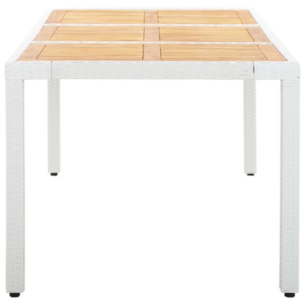 Градински трапезен комплект, 9 части, полиратан, бял