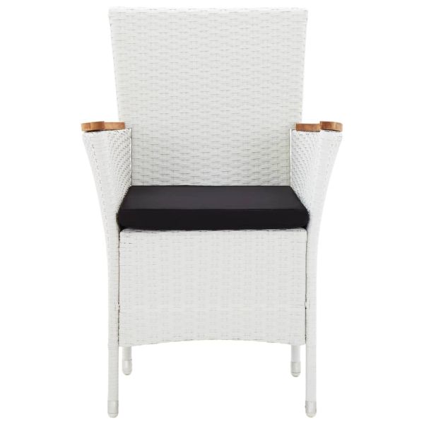 Градински трапезен комплект, 9 части, полиратан, бял