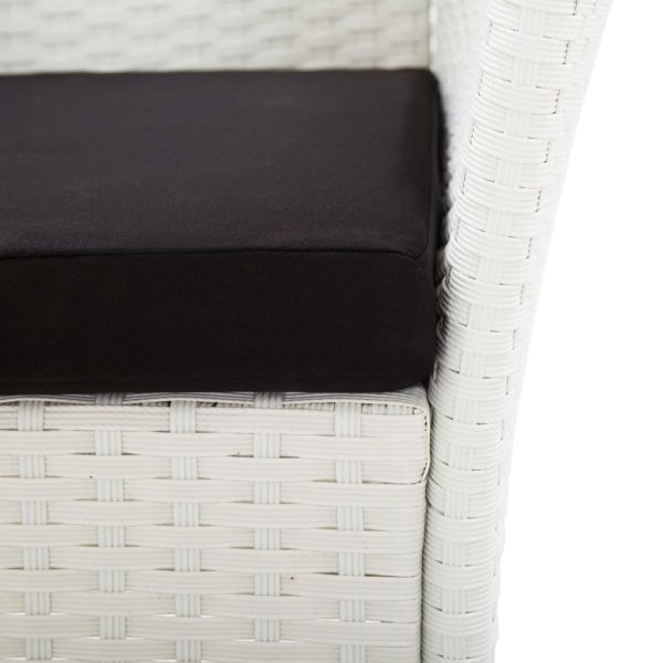 Градински трапезен комплект, 9 части, полиратан, бял