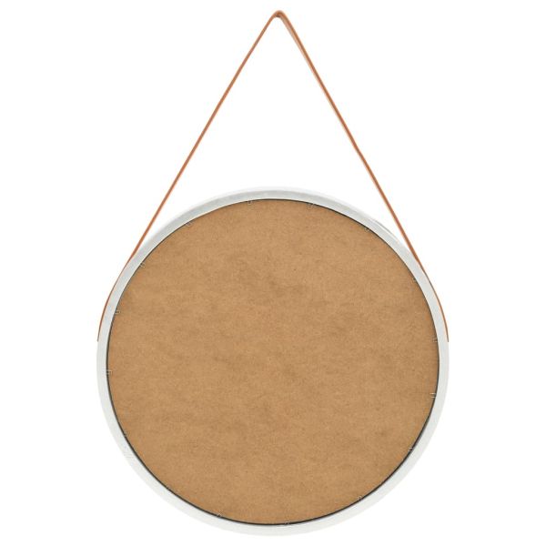 Стенно огледало с каишка, 60 см, сребристо