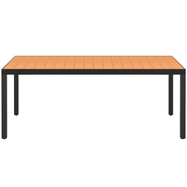 Градински трапезен комплект, 9 части, PVC ратан, черно-кафяв