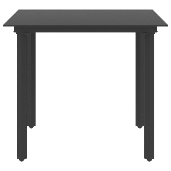 Градински трапезен комплект, 5 части, PVC ратан, черен