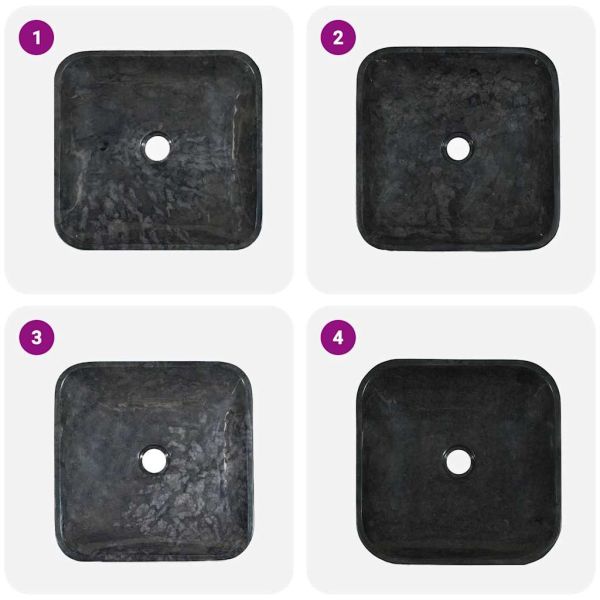 Черна мивка, 40x40x10 см, мрамор