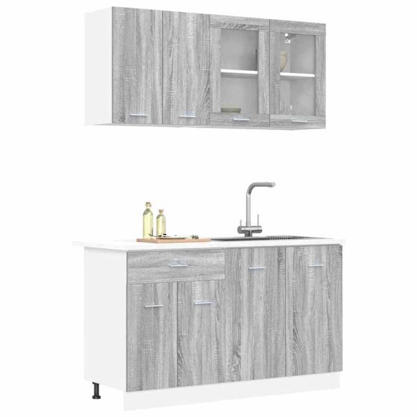Комплект кухненски шкафове с чекмедже Lyon 4 pcs Сив сонома
