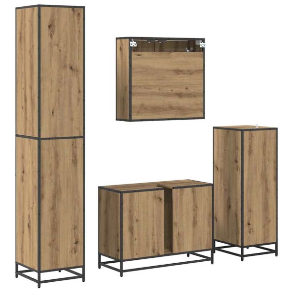 Комплект мебели за баня с чекмедже 4 pcs Дъб Инженерно дърво