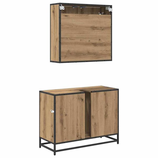 Комплект мебели за баня с чекмедже 2 pcs Дъб Инженерно дърво