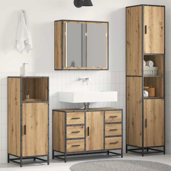 Комплект мебели за баня с чекмедже 3 pcs Дъб Инженерно дърво