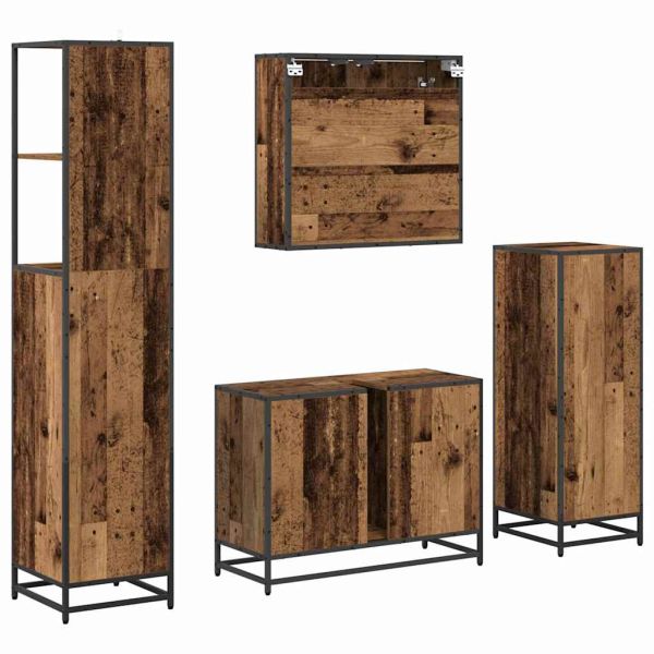 Комплект мебели за баня 4 pcs Старо дърво Инженерно дърво