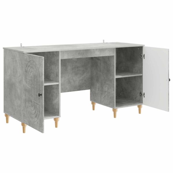 Бюро с рафт Бетонно сиво 142,5 x 50 x 75 см Инженерна дървесина