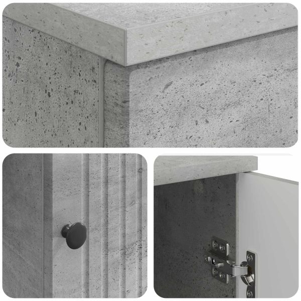Бюро с рафт Бетонно сиво 142,5 x 50 x 75 см Инженерна дървесина