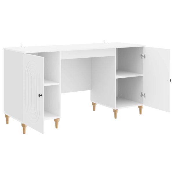 Бюро с рафт Гланц бяло 142,5 x 50 x 75 см Инженерна дървесина