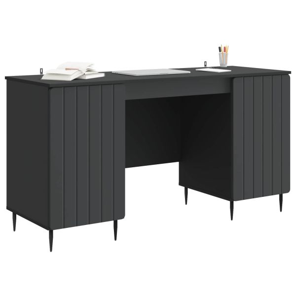 Бюро с рафт Черно 142,5 x 50 x 75 см Инженерна дървесина
