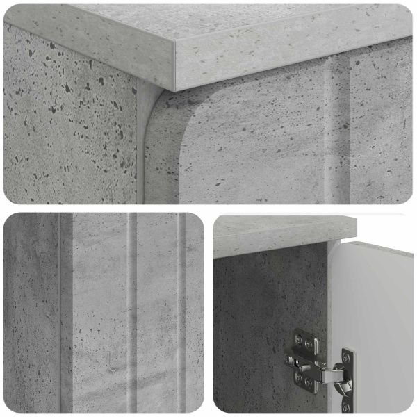 Бюро с рафт Бетонно сиво 142,5 x 50 x 75 см Инженерна дървесина