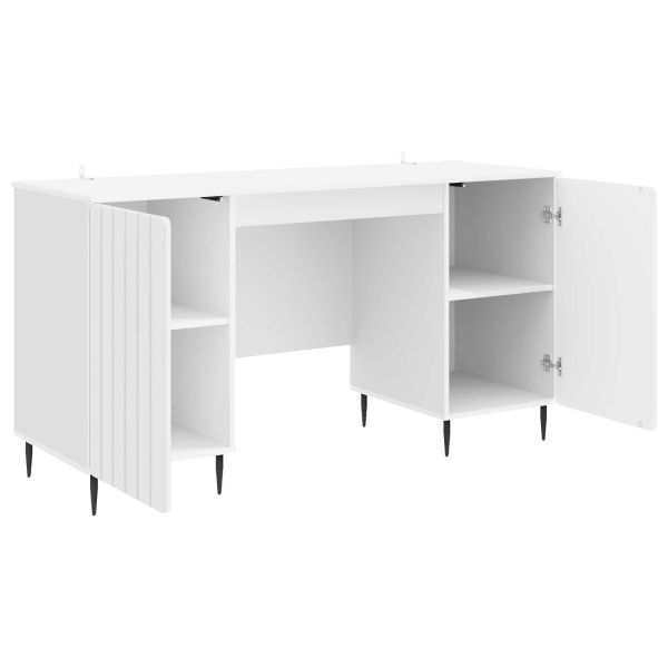 Бюро с рафт Бял гланц 142,5 x 50 x 75 см Инженерна дървесина