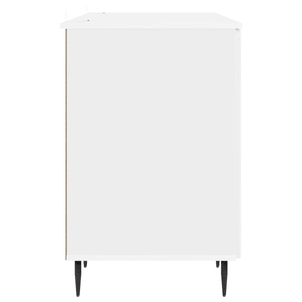 Бюро с рафт Бял гланц 142,5 x 50 x 75 см Инженерна дървесина