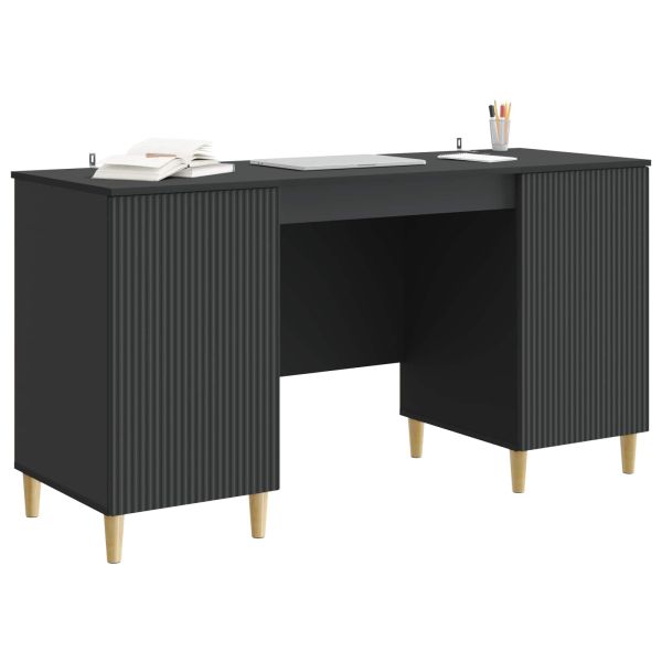 Бюро с рафт Черно 142,5 x 50 x 75 см Инженерна дървесина