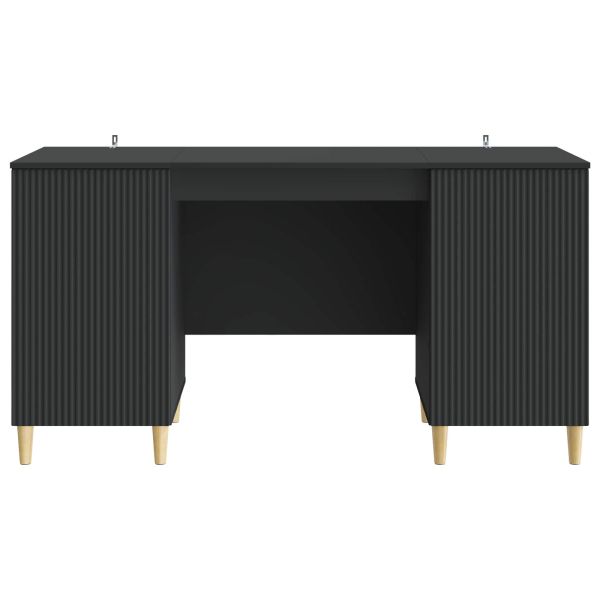 Бюро с рафт Черно 142,5 x 50 x 75 см Инженерна дървесина