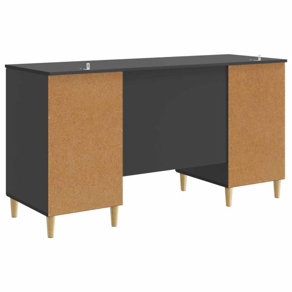 Бюро с рафт Черно 142,5 x 50 x 75 см Инженерна дървесина