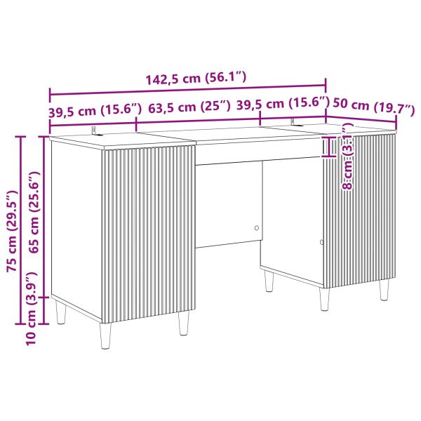 Бюро с рафт Черно 142,5 x 50 x 75 см Инженерна дървесина