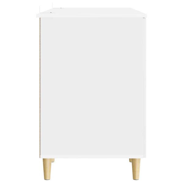 Бюро с рафт Бял гланц 142,5 x 50 x 75 см Инженерна дървесина