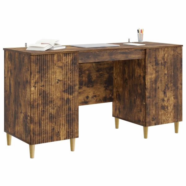 Бюро с рафт Опушен дъб 142,5 x 50 x 75 см Инженерна дървесина