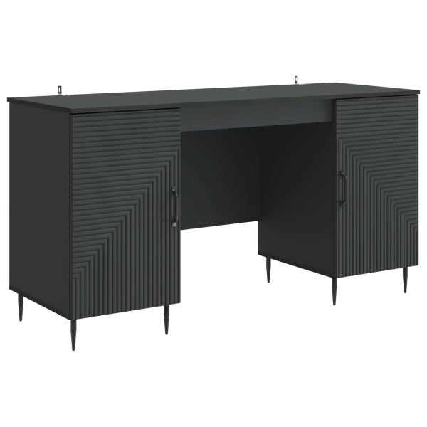 Бюро с рафт Черно 142,5 x 50 x 75 см Инженерна дървесина