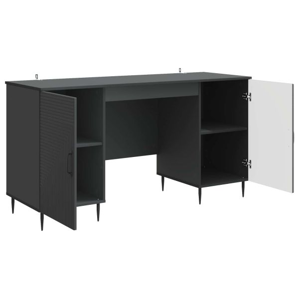 Бюро с рафт Черно 142,5 x 50 x 75 см Инженерна дървесина