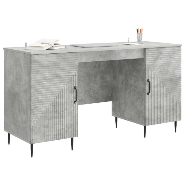 Бюро с рафт Бетонно сиво 142,5 x 50 x 75 см Инженерна дървесина