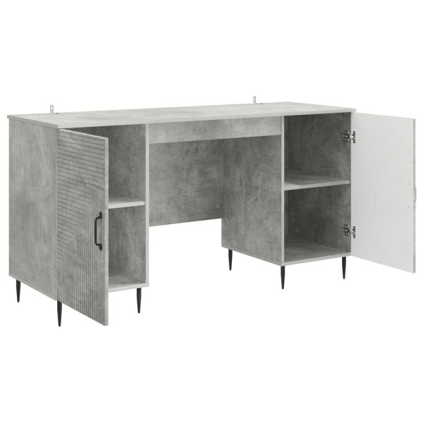 Бюро с рафт Бетонно сиво 142,5 x 50 x 75 см Инженерна дървесина