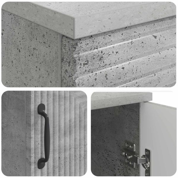 Бюро с рафт Бетонно сиво 142,5 x 50 x 75 см Инженерна дървесина