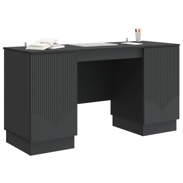 Бюро с рафт Черно 142,5 x 50 x 75 см Инженерна дървесина