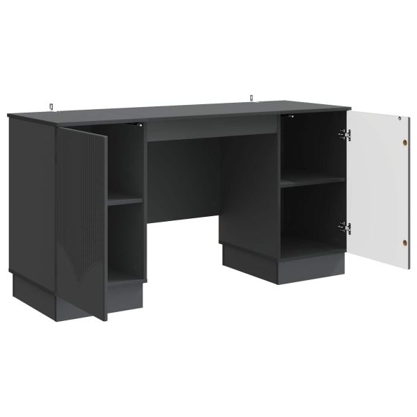 Бюро с рафт Черно 142,5 x 50 x 75 см Инженерна дървесина