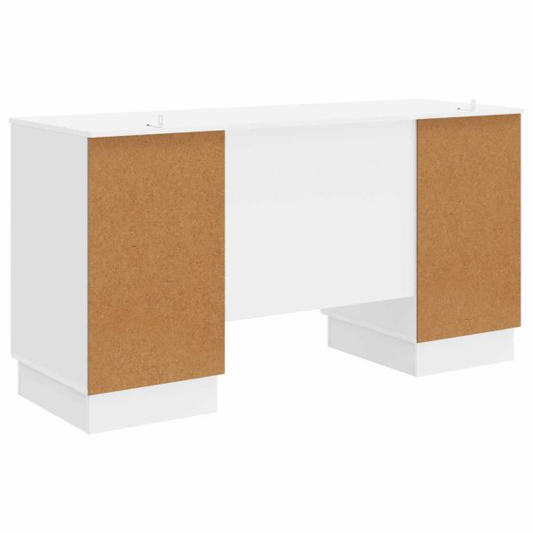 Бюро с рафт Бял гланц 142,5 x 50 x 75 см Инженерна дървесина