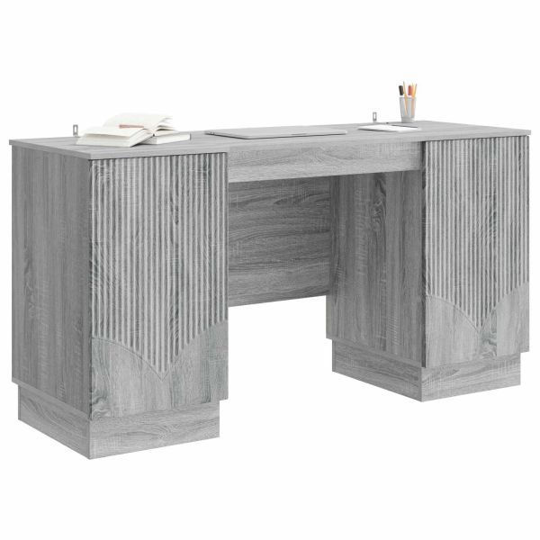 Бюро с рафт Сива сонома 142,5 x 50 x 75 см Инженерна дървесина
