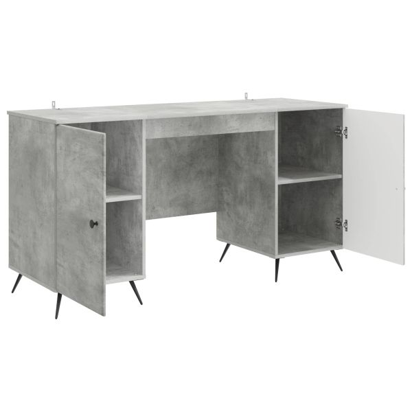 Бюро с рафт Бетонно сиво 142,5 x 50 x 75 см Инженерна дървесина
