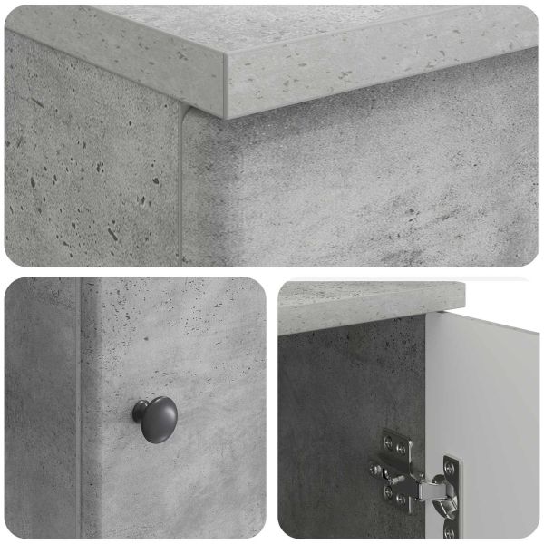 Бюро с рафт Бетонно сиво 142,5 x 50 x 75 см Инженерна дървесина