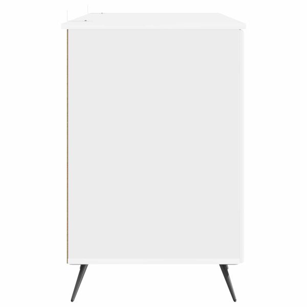 Бюро с рафт Бял гланц 142,5 x 50 x 75 см Инженерна дървесина