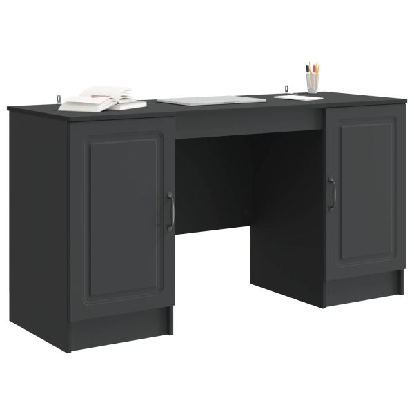 Бюро с рафт Черно 142,5 x 50 x 75 см Инженерна дървесина