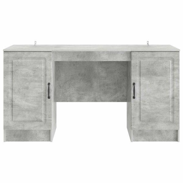 Бюро с рафт Бетонно сиво 142,5 x 50 x 75 см Инженерна дървесина