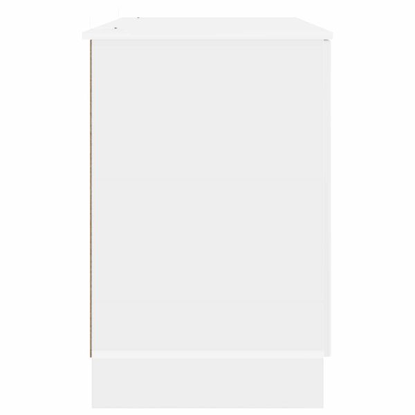 Бюро с рафт Бял гланц 142,5 x 50 x 75 см Инженерна дървесина