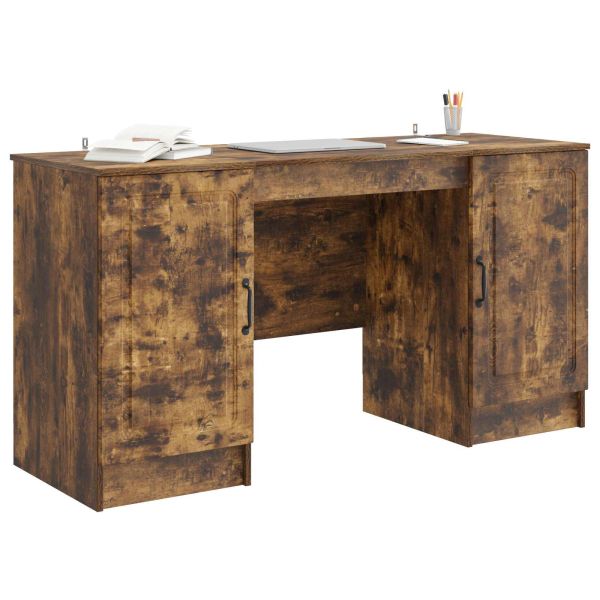 Бюро с рафт Опушен дъб 142,5 x 50 x 75 см Инженерна дървесина